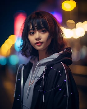 Beautiful asian girl in fashionable outfit AI Generative photo