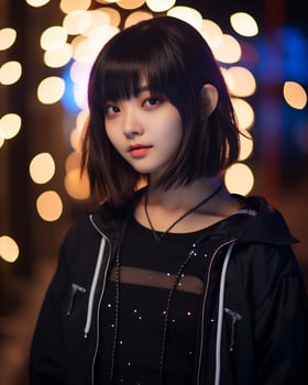 Beautiful asian girl in fashionable outfit AI Generative photo
