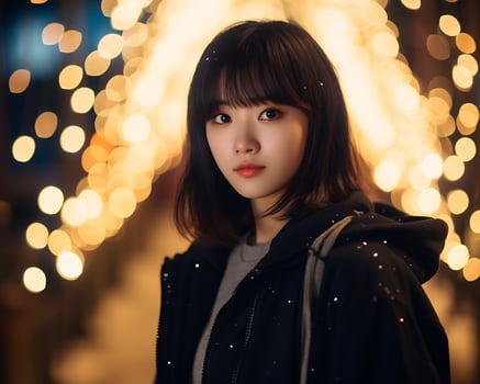Beautiful asian girl in fashionable outfit AI Generative photo