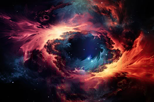 Abstract space background with nebulae and stars. 3D rendering, Black hole consuming a nebula, AI Generated photo