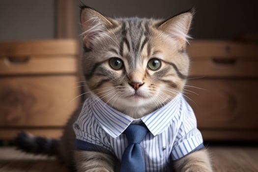 That cute cat wearing shirt. AI Generative Pro Photo