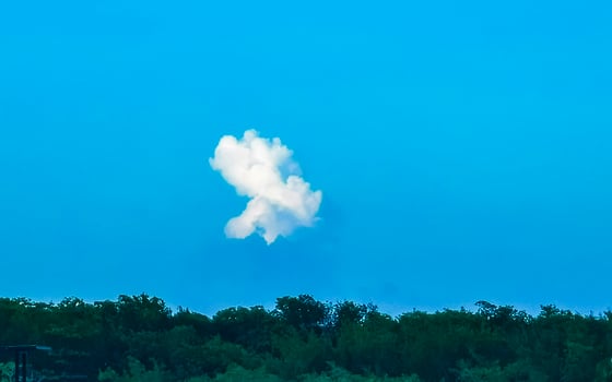 Blue sky with beautiful clouds on sunny day in Mexico. photo