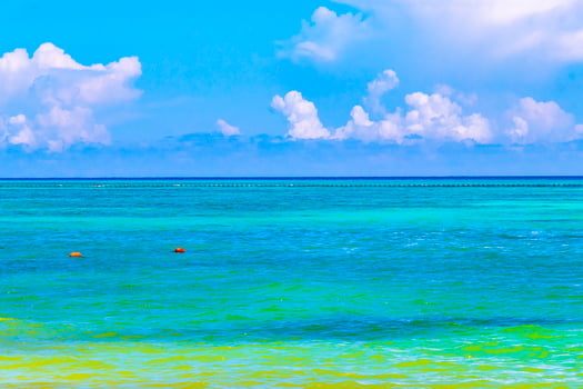 Tropical Caribbean beach clear turquoise water Playa del Carmen Mexico. photo