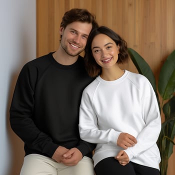 Illustration of a couple fashion portrait with plain sweater mockup, AI. generative photo