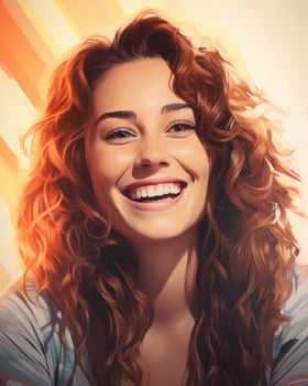 a digital painting of a woman with long curly hair generative ai photo