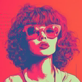 a woman wearing sunglasses and a pink shirt generative ai photo