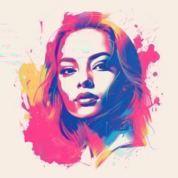 a womans face is painted in bright colors generative ai photo
