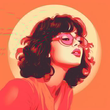 an illustration of a woman wearing glasses and a pink shirt generative ai photo