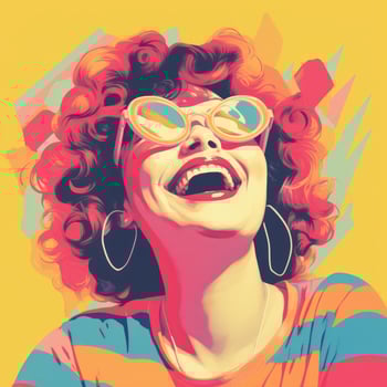 an illustration of a woman wearing sunglasses and a colorful shirt generative ai photo