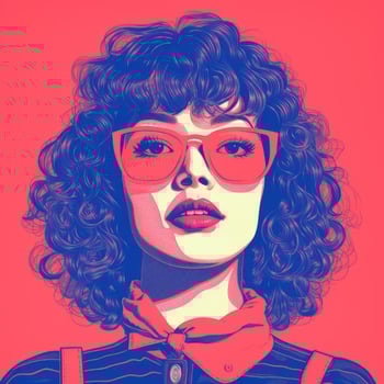 an illustration of a woman with glasses and curly hair generative ai photo