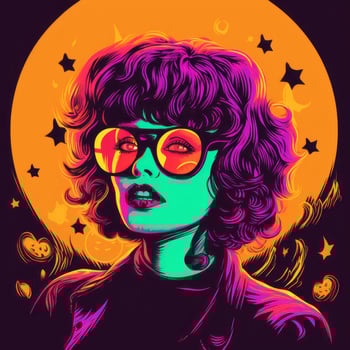 an illustration of a woman with glasses and stars on her face generative ai photo