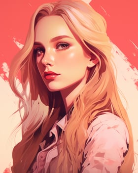 an illustration of a woman with long blonde hair generative ai photo