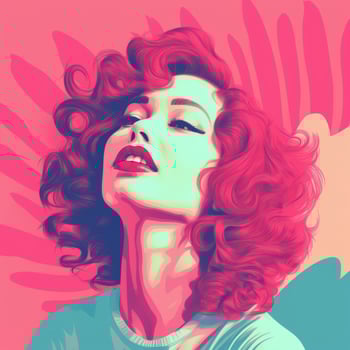 an illustration of a woman with red hair generative ai photo