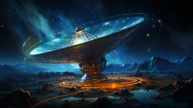Large space satellite dish, radar locator photo