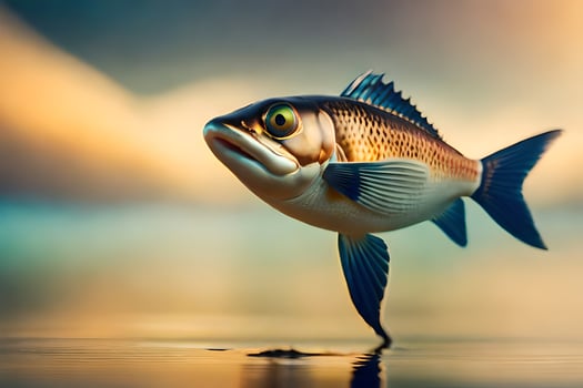 a fish is jumping out of the water. AI-Generated photo