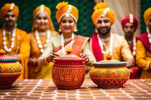 indian wedding ceremony with traditional indian wedding ceremony. AI-Generated photo