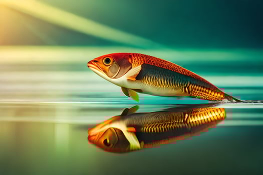 a fish is reflected in the water. AI-Generated photo