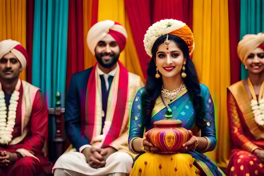 indian wedding ceremony with bride and groom. AI-Generated photo