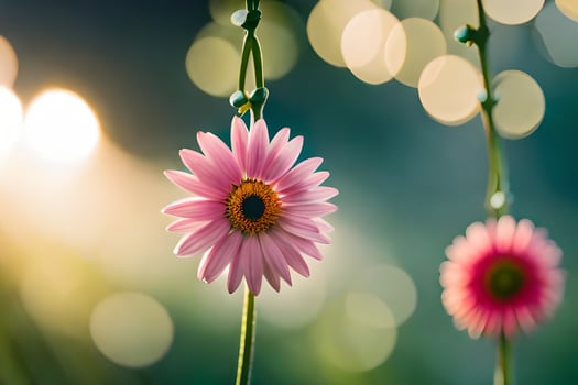 pink flowers in the sunlight with bokeh. AI-Generated photo