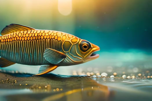 a fish is walking on the water. AI-Generated photo