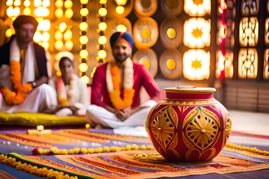 indian wedding ceremony in a traditional setting. AI-Generated photo
