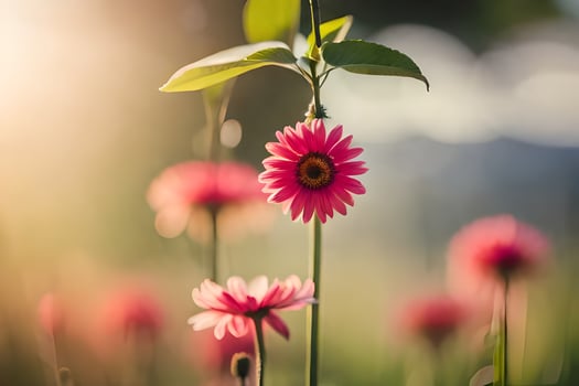 pink flowers in the sun. AI-Generated photo