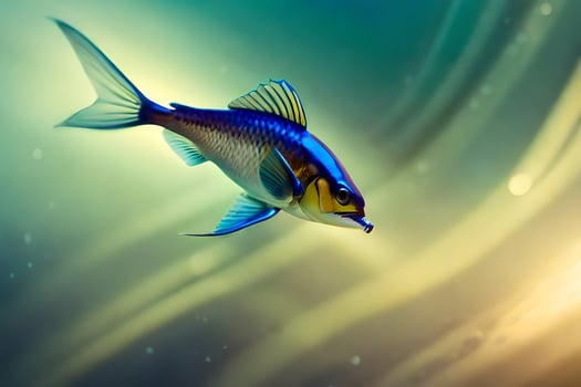 a fish swimming in the water with a bright light. AI-Generated photo