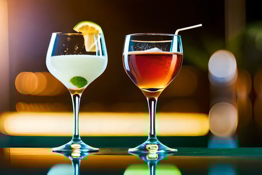 two glasses of cocktails on a table. AI-Generated photo