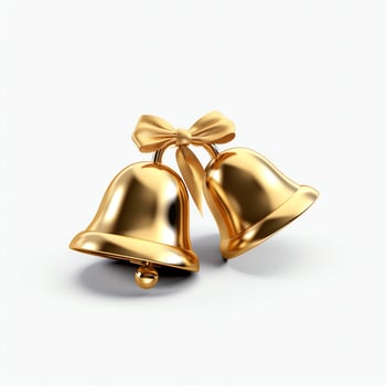Decorative christmas ornament with christmas golden bells or jingle bells. Christmas decoration concept by AI Generated photo