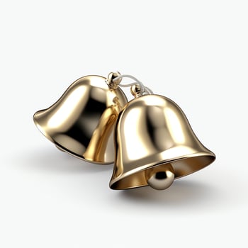 Decorative christmas ornament with christmas golden bells or jingle bells. Christmas decoration concept by AI Generated photo