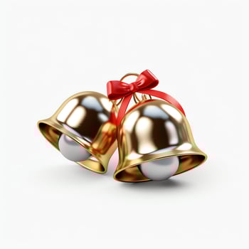 Decorative christmas ornament with christmas golden bells or jingle bells. Christmas decoration concept by AI Generated photo