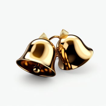 Decorative christmas ornament with christmas golden bells or jingle bells. Christmas decoration concept by AI Generated photo