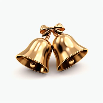 Decorative christmas ornament with christmas golden bells or jingle bells. Christmas decoration concept by AI Generated photo