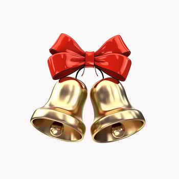 Decorative christmas ornament with christmas golden bells or jingle bells. Christmas decoration concept by AI Generated photo