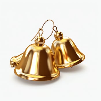 Decorative christmas ornament with christmas golden bells or jingle bells. Christmas decoration concept by AI Generated photo