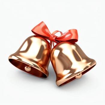 Decorative christmas ornament with christmas golden bells or jingle bells. Christmas decoration concept by AI Generated photo