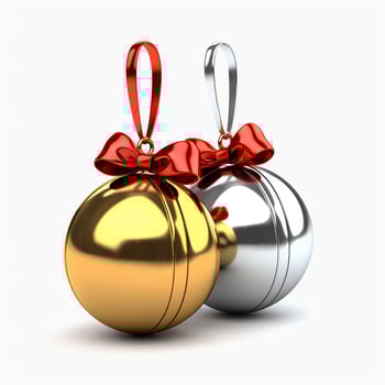 Decorative christmas ornament with christmas golden bells or jingle bells. Christmas decoration concept by AI Generated photo