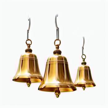 Decorative christmas ornament with christmas golden bells or jingle bells. Christmas decoration concept by AI Generated photo