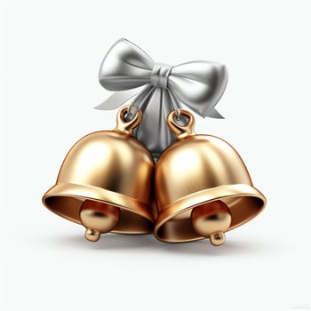 Decorative christmas ornament with christmas golden bells or jingle bells. Christmas decoration concept by AI Generated photo