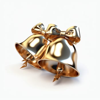 Decorative christmas ornament with christmas golden bells or jingle bells. Christmas decoration concept by AI Generated photo