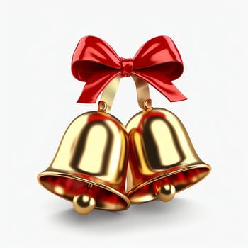 Decorative christmas ornament with christmas golden bells or jingle bells. Christmas decoration concept by AI Generated photo