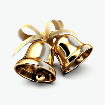 Decorative christmas ornament with christmas golden bells or jingle bells. Christmas decoration concept by AI Generated photo
