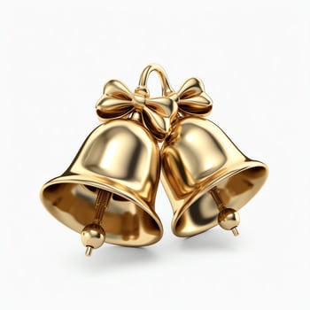 Decorative christmas ornament with christmas golden bells or jingle bells. Christmas decoration concept by AI Generated photo