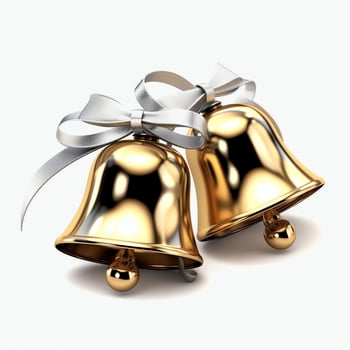 Decorative christmas ornament with christmas golden bells or jingle bells. Christmas decoration concept by AI Generated photo