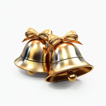 Decorative christmas ornament with christmas golden bells or jingle bells. Christmas decoration concept by AI Generated photo