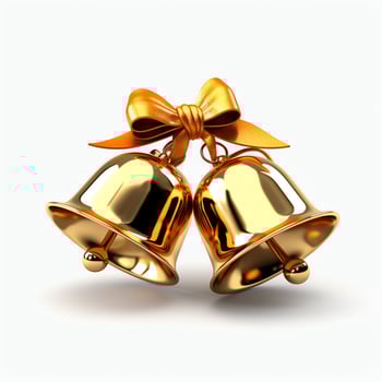 Decorative christmas ornament with christmas golden bells or jingle bells. Christmas decoration concept by AI Generated photo