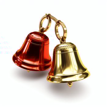 Decorative christmas ornament with christmas golden bells or jingle bells. Christmas decoration concept by AI Generated photo