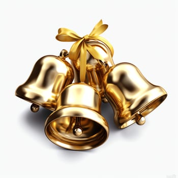 Decorative christmas ornament with christmas golden bells or jingle bells. Christmas decoration concept by AI Generated photo
