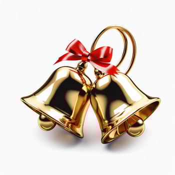 Decorative christmas ornament with christmas golden bells or jingle bells. Christmas decoration concept by AI Generated photo