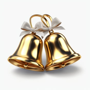 Decorative christmas ornament with christmas golden bells or jingle bells. Christmas decoration concept by AI Generated photo